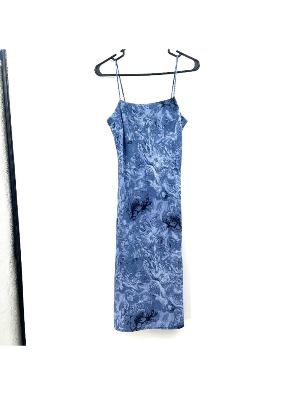 Dizaro Collection Y2K Blue Print Spaghetti Strap Midi Dress Size Small - Picture 1 of 5